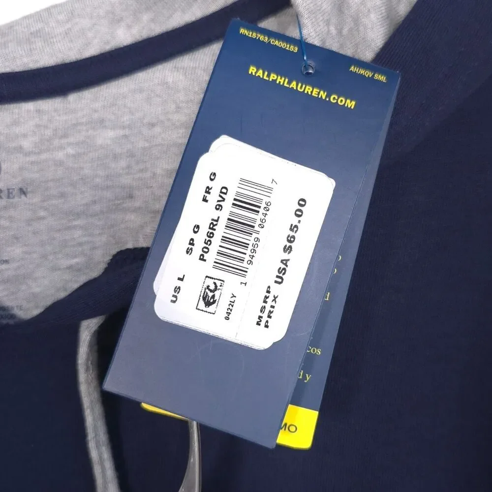 POLO RALPH LAUREN New LARGE Supreme Comfort Hoodie Mens Cotton Blend Navy Lounge